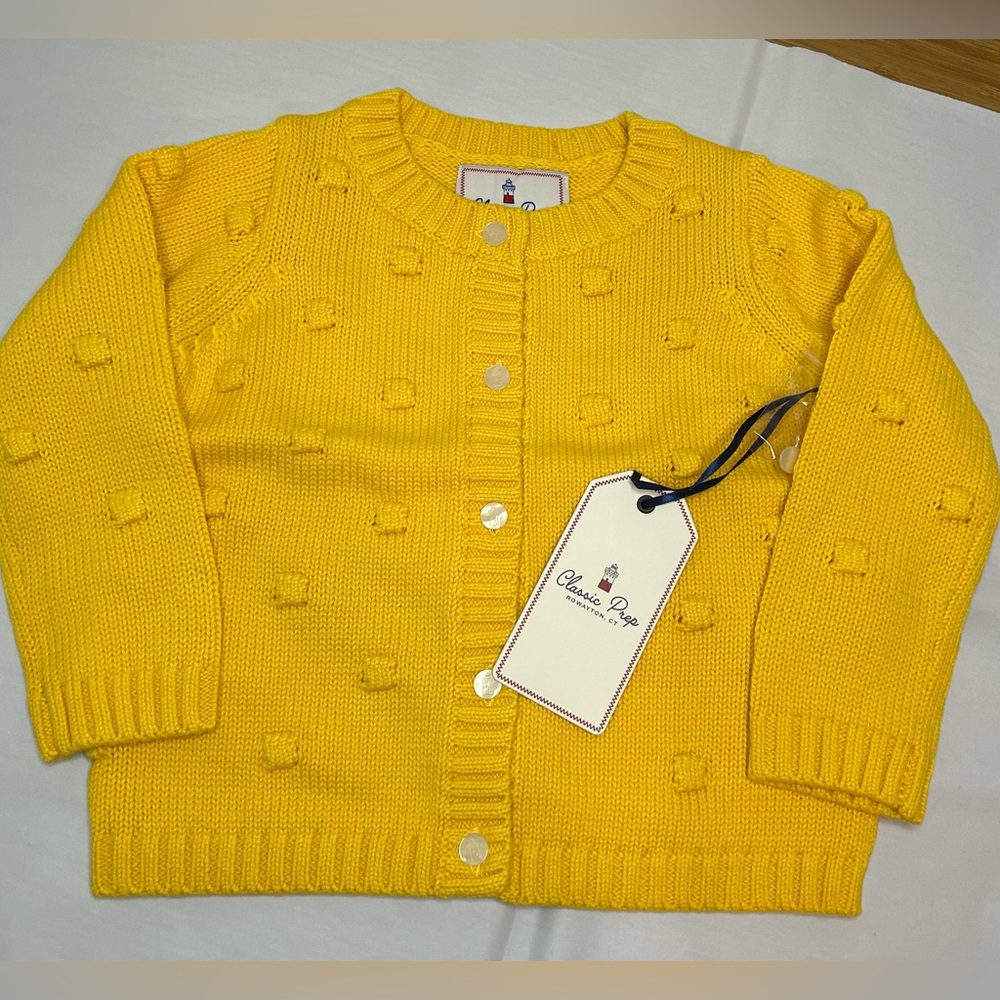 NWT CLASSIC PREP ELISE POPCORN CARDIGAN IN COLOR BANANA CREAM